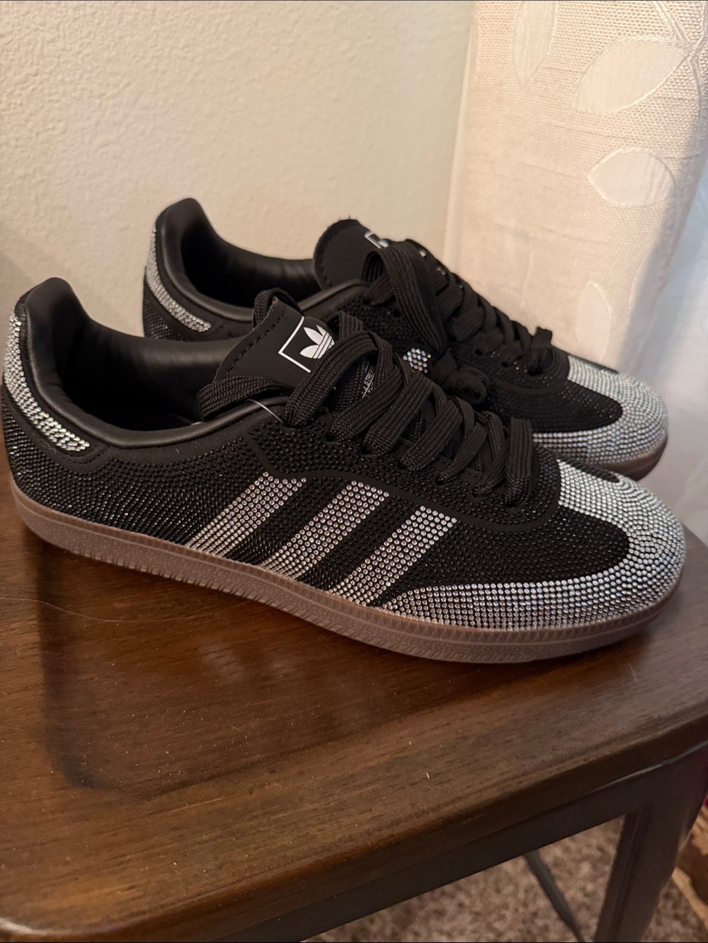Adidas Samba Sneakers with Black & Silver Crystal Accents - Picture 2 of 10